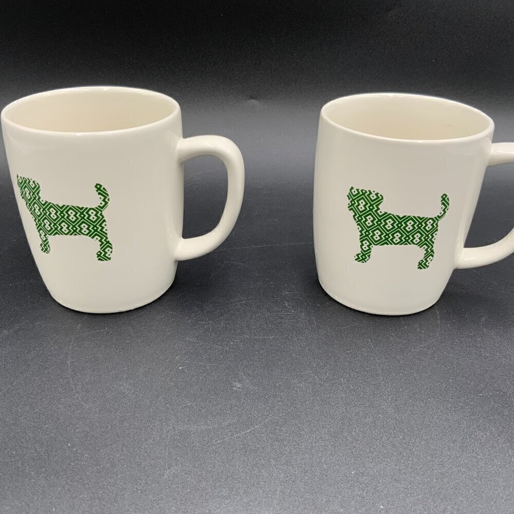 Pair of Pug Stoneware Coffee Mugs Bow Wow